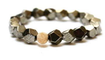 Silver Nugget Pyrite Stackable Bracelet